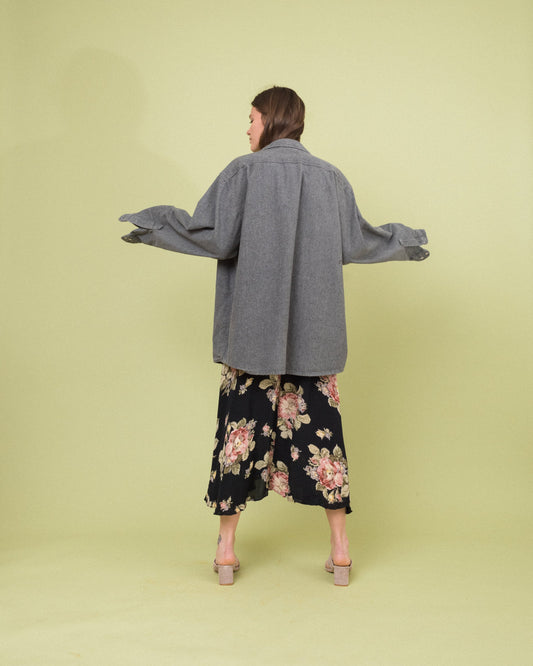 Vintage Oversized Brushed Cotton Grey Shacket (S-L)