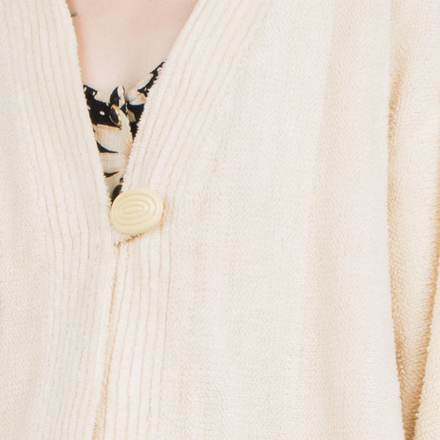 Vintage Creme Terrycloth Oversized Jacket (S)