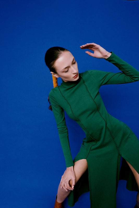 Ada Dress in Forest Green