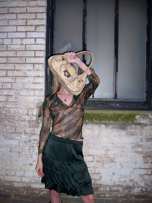 2000s JIMMY CHOO Genuine Python Lock & Grommet Maddy Bag