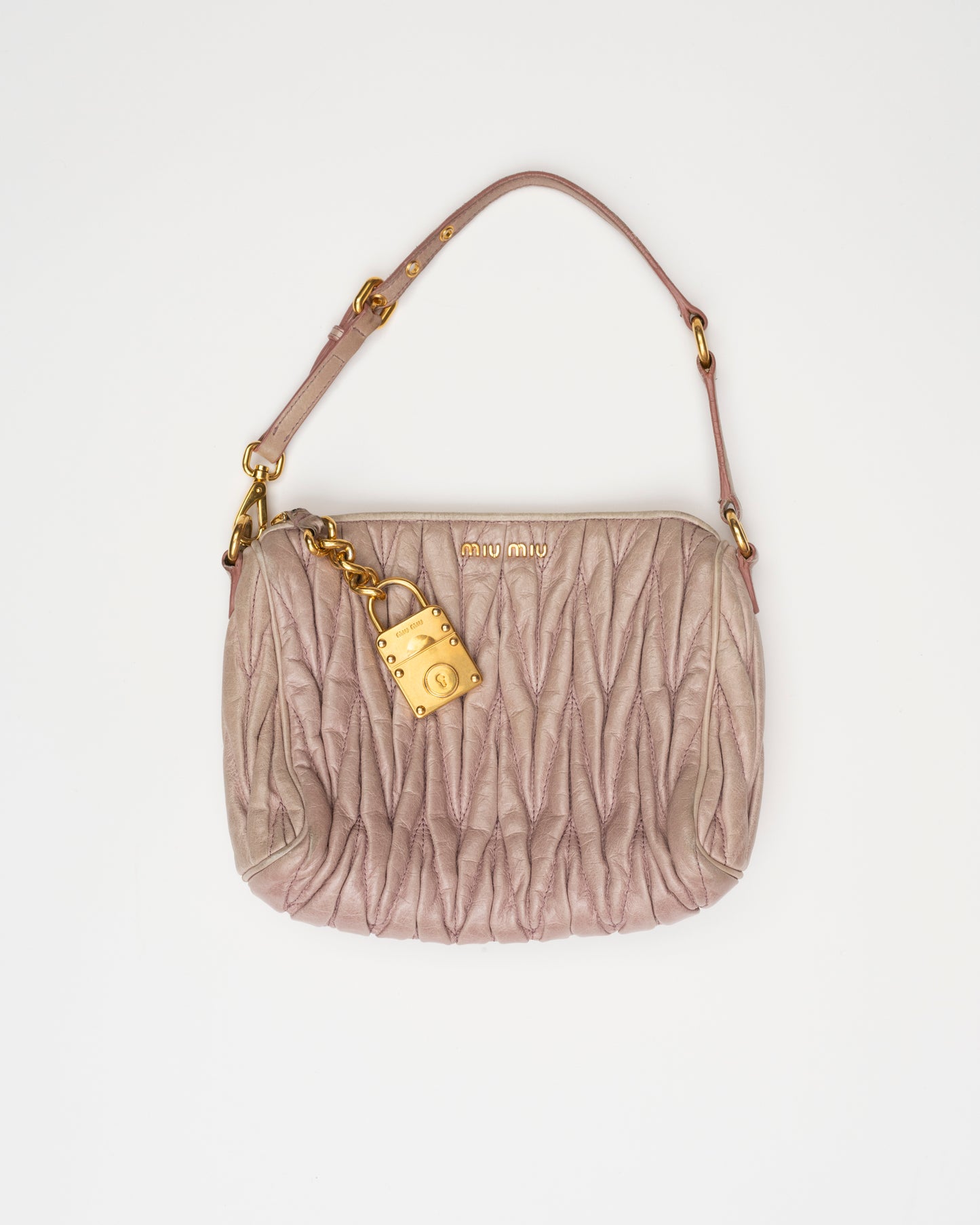 2000s MIU MIU Blush Matelasse Bag w/Padlock