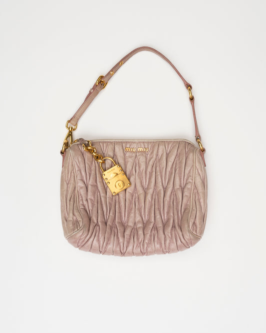 2000s MIU MIU Blush Matelasse Bag w/Padlock