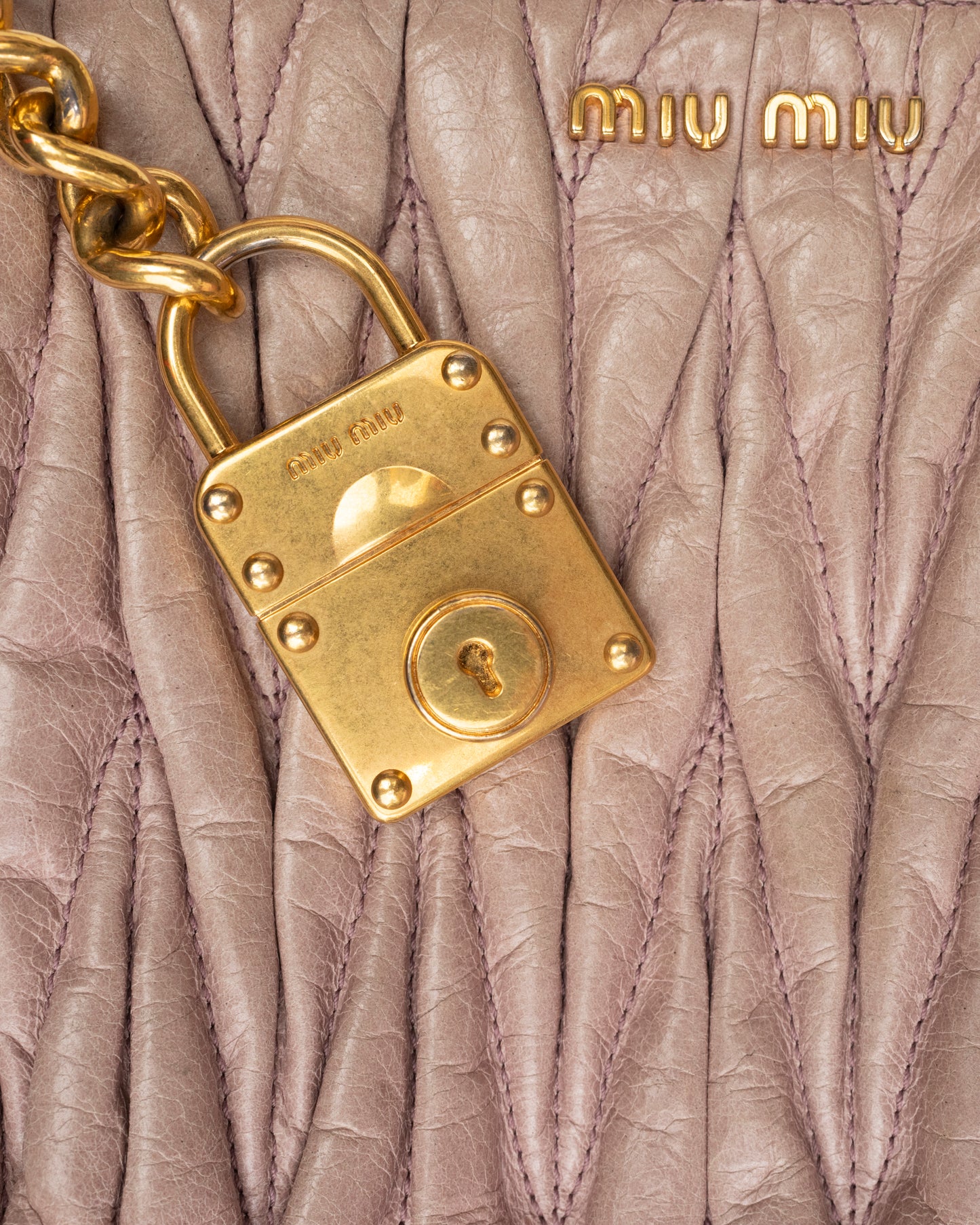 2000s MIU MIU Blush Matelasse Bag w/Padlock