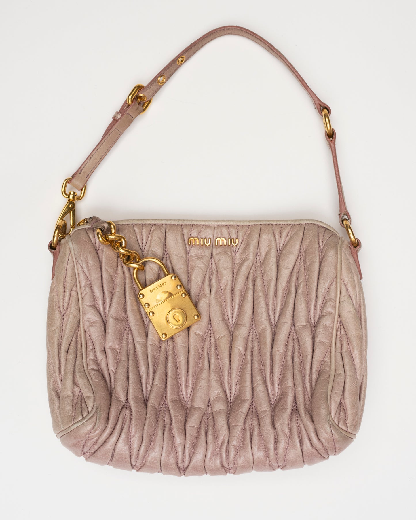 2000s MIU MIU Blush Matelasse Bag w/Padlock