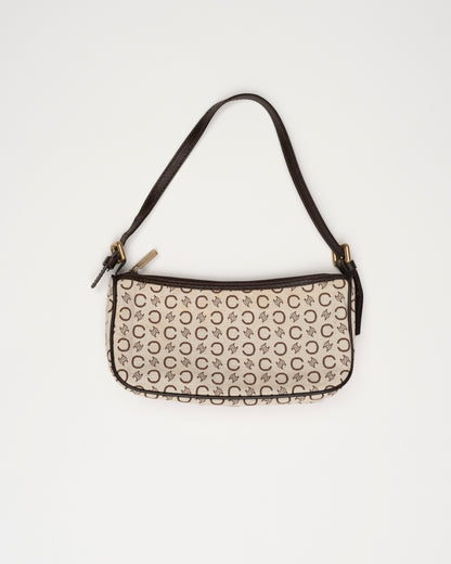 90s CELINE Creme/Brown C Macadam Baguette Bag