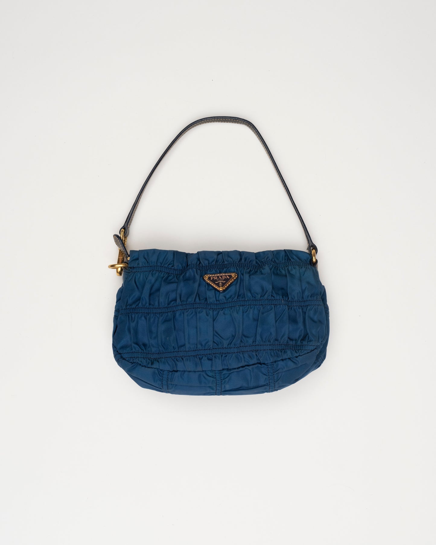 90s PRADA Blue Tessuto Gaufre Mini Bag