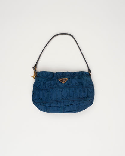 90s PRADA Blue Tessuto Gaufre Mini Bag