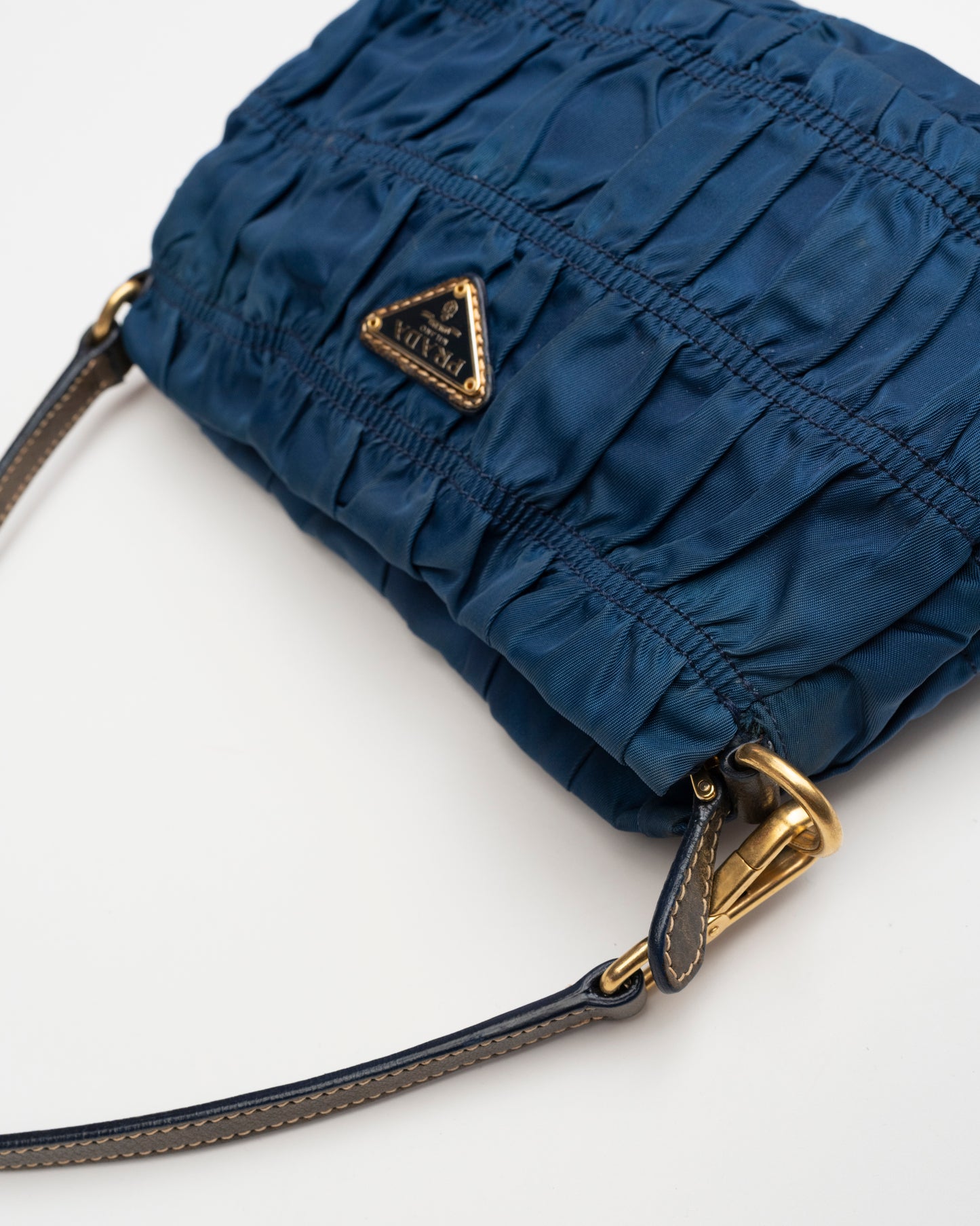 90s PRADA Blue Tessuto Gaufre Mini Bag