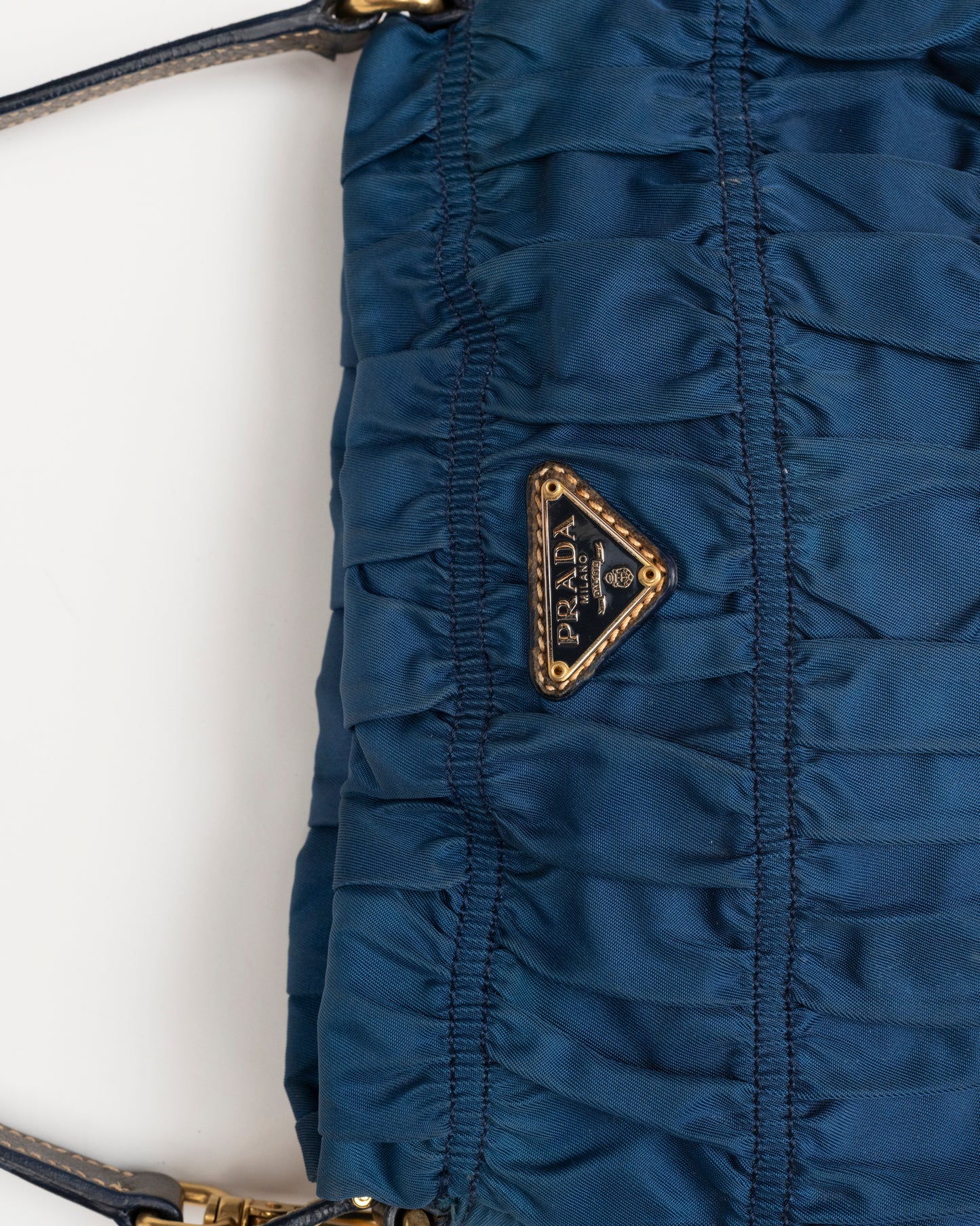 90s PRADA Blue Tessuto Gaufre Mini Bag