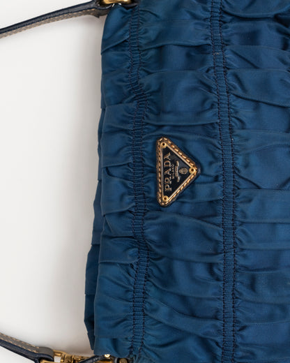 90s PRADA Blue Tessuto Gaufre Mini Bag