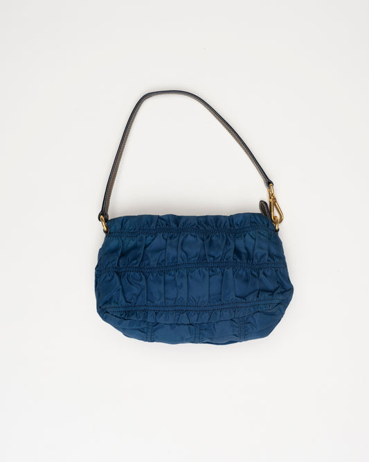 90s PRADA Blue Tessuto Gaufre Mini Bag