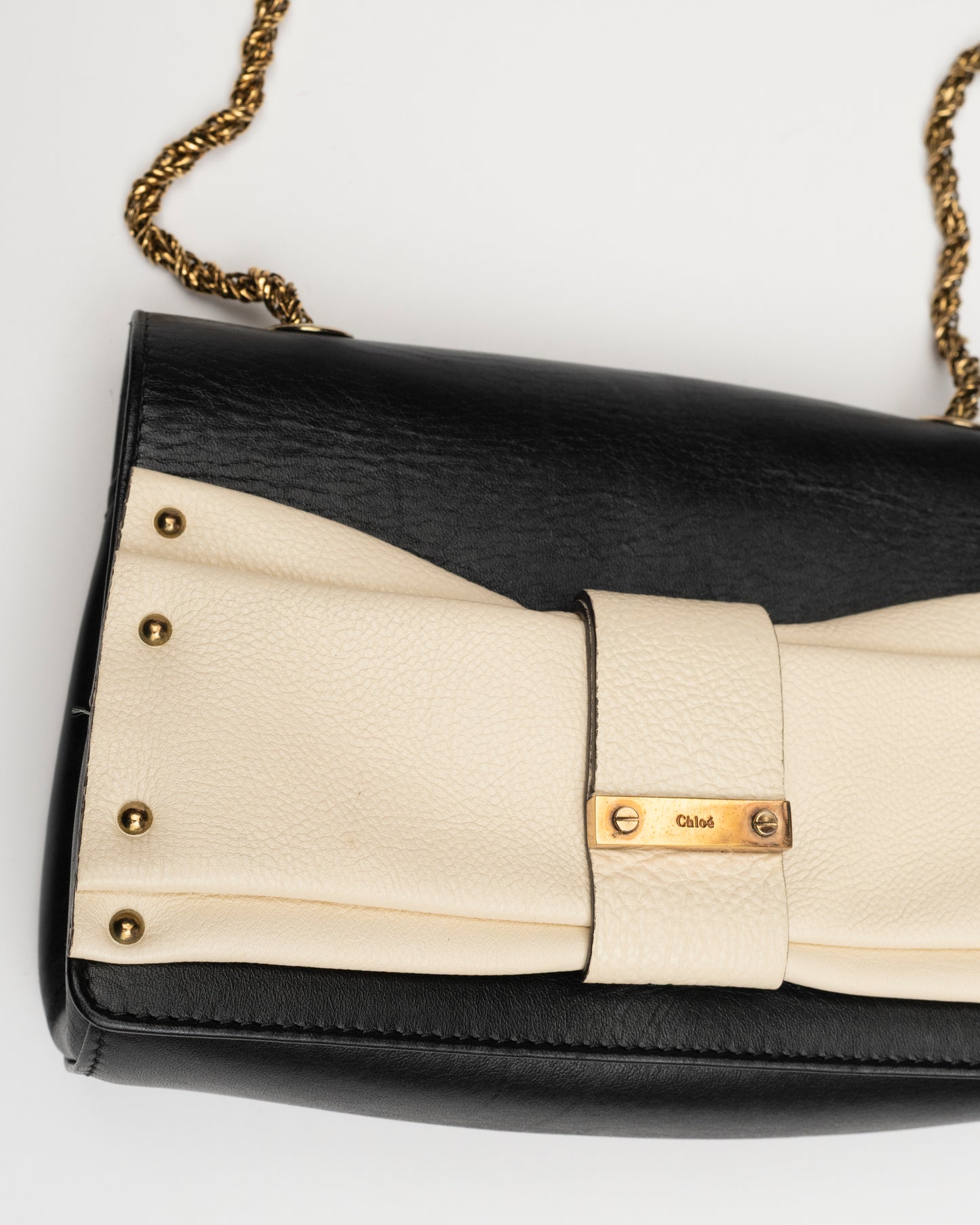 2000s CHLOE Black/Creme Bow Bag
