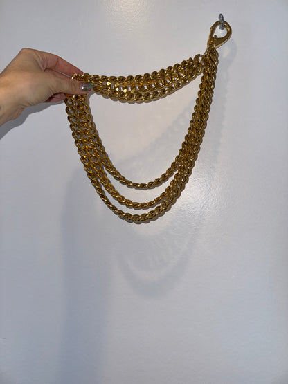 90s Chunky Gold Layered Chain Belt (W28")