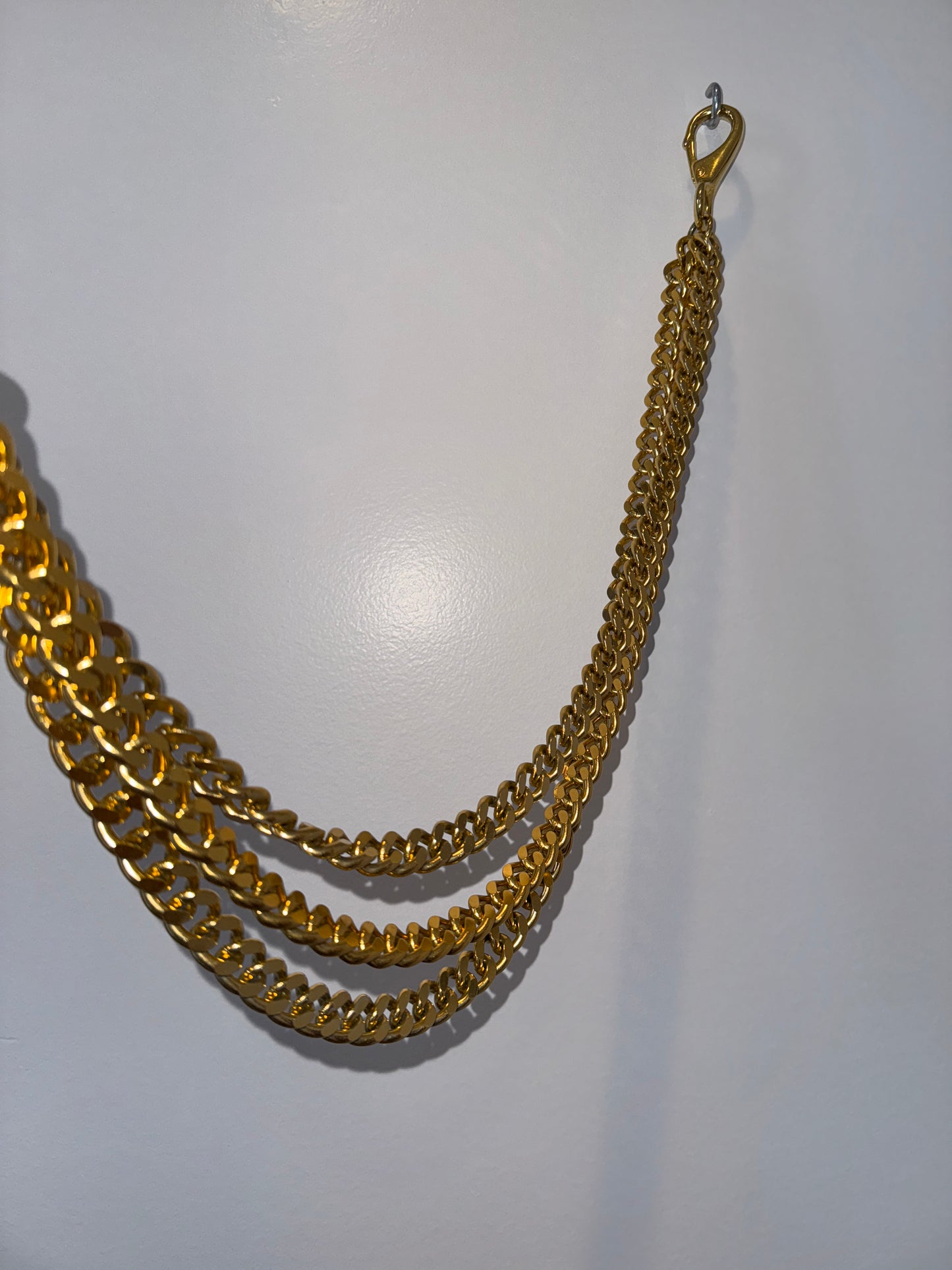 90s Chunky Gold Layered Chain Belt (W28")