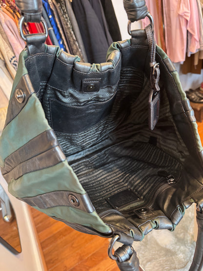 CC VTG PRADA Tessuto Green + Grey Waves Bag