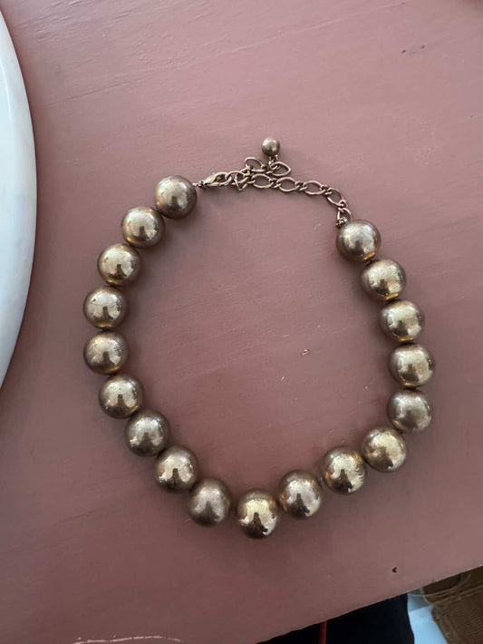 90s Chunky Brass Metal Beaded Necklace