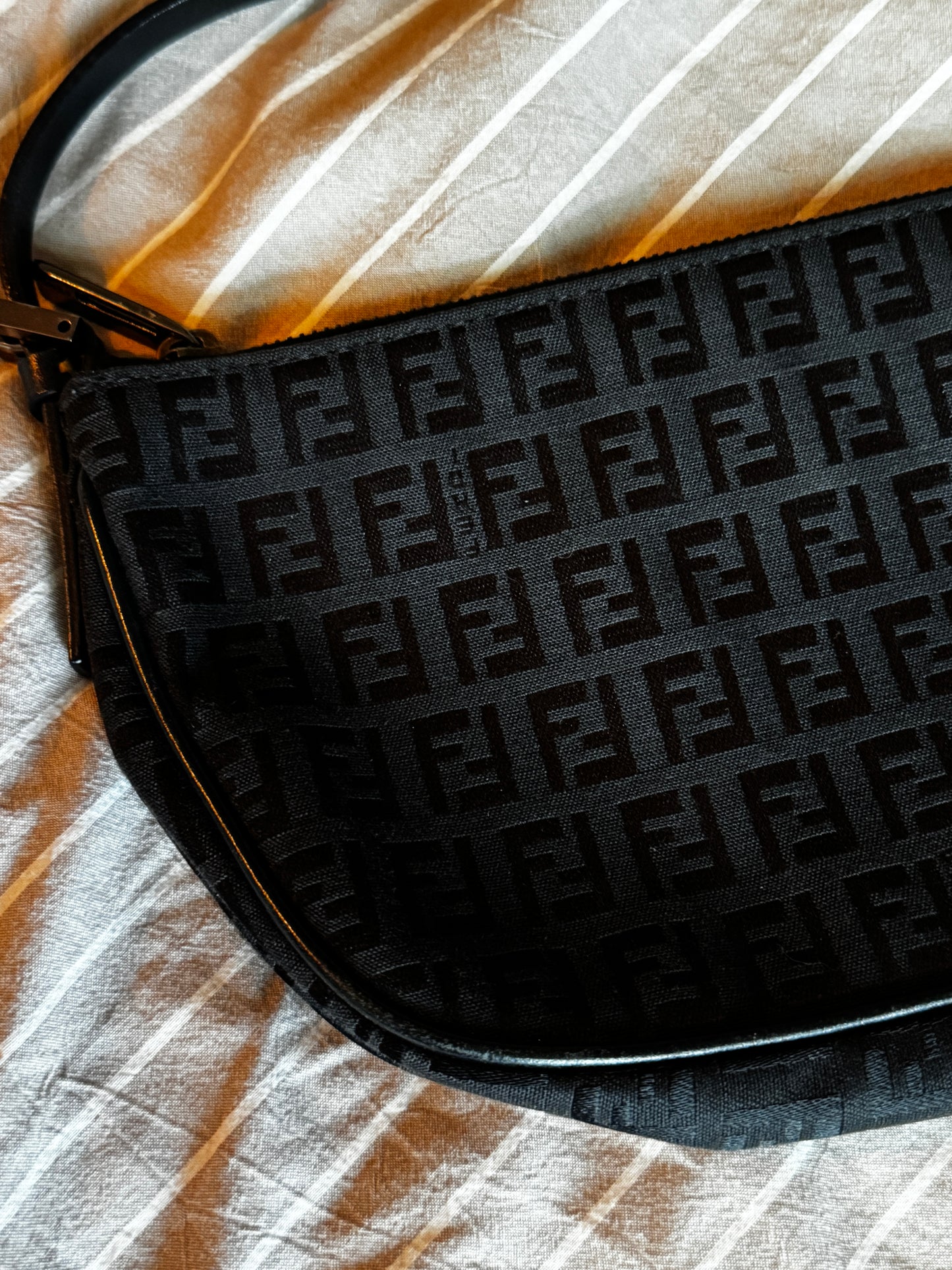 90s FENDI Black Zucca Baguette Bag