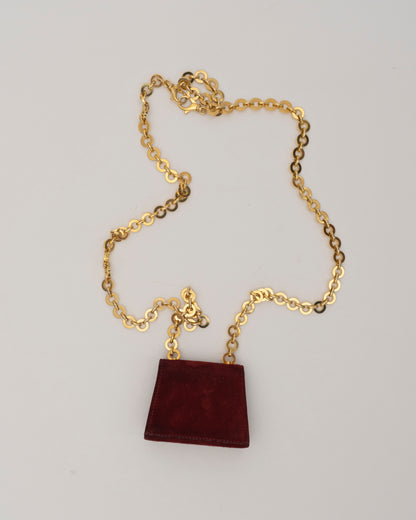 2000s SALVATORE FERRAGAMO Maroon Suede Gancini Mini Bag