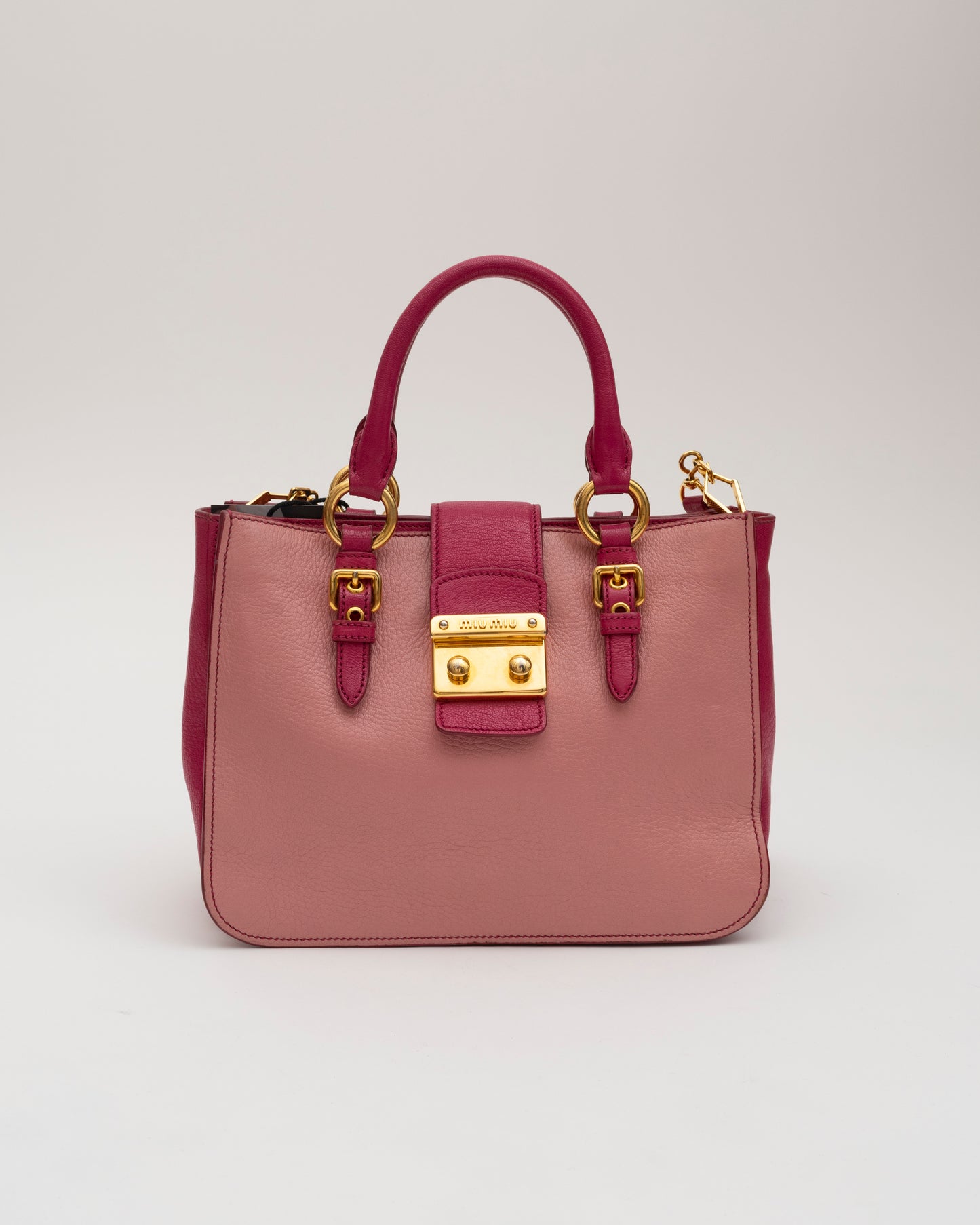 2000s MIU MIU Pink Color Block Top Handle Bag
