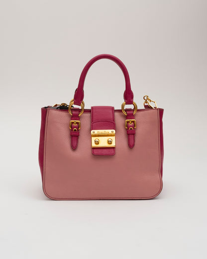 2000s MIU MIU Pink Color Block Top Handle Bag