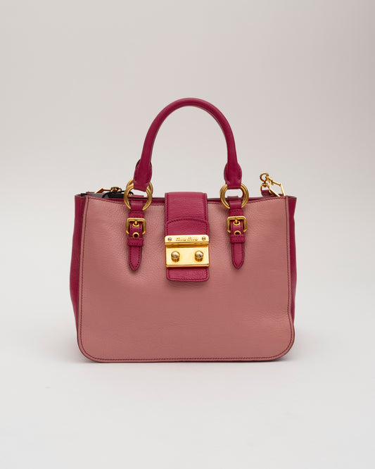 2000s MIU MIU Pink Color Block Top Handle Bag