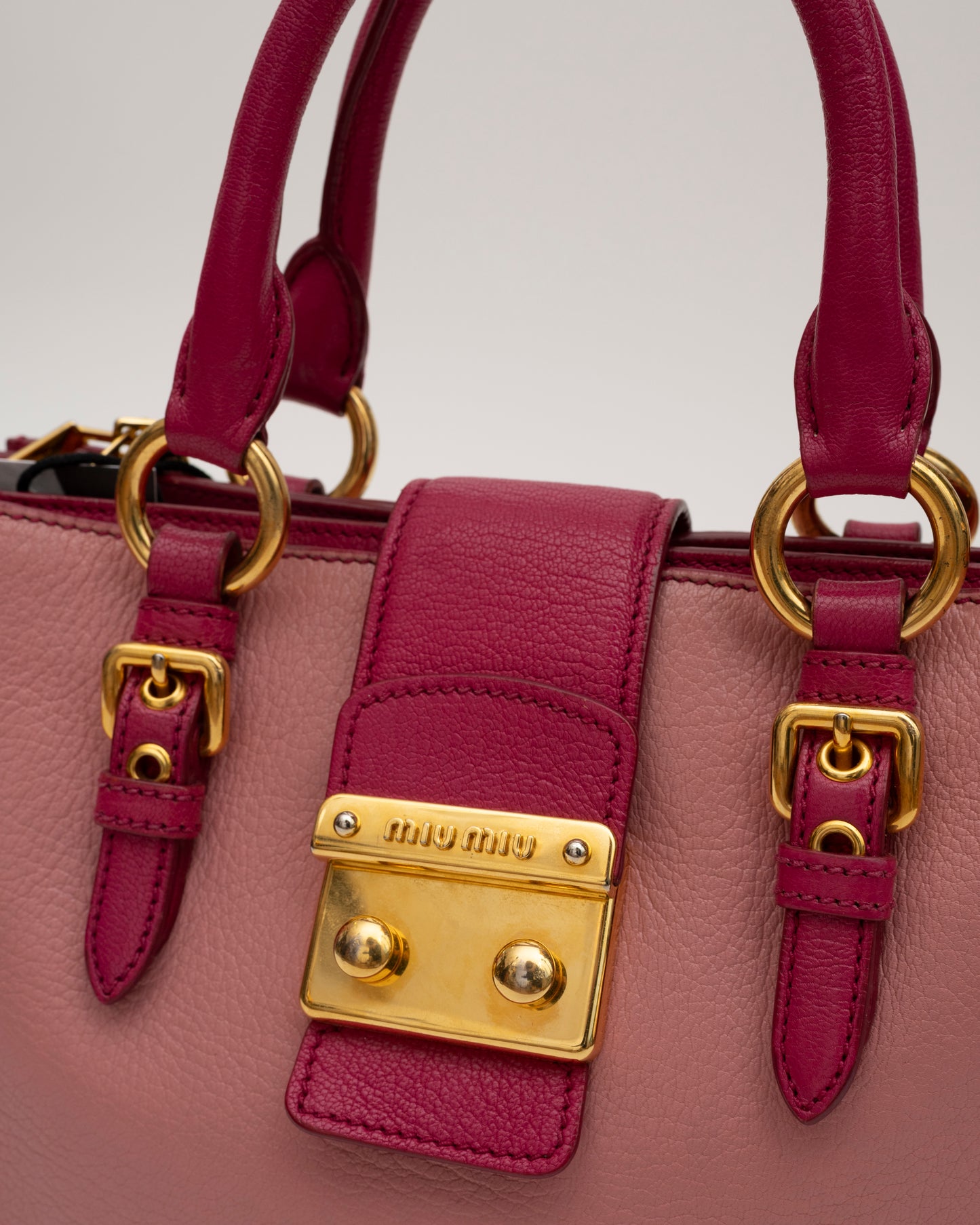 2000s MIU MIU Pink Color Block Top Handle Bag