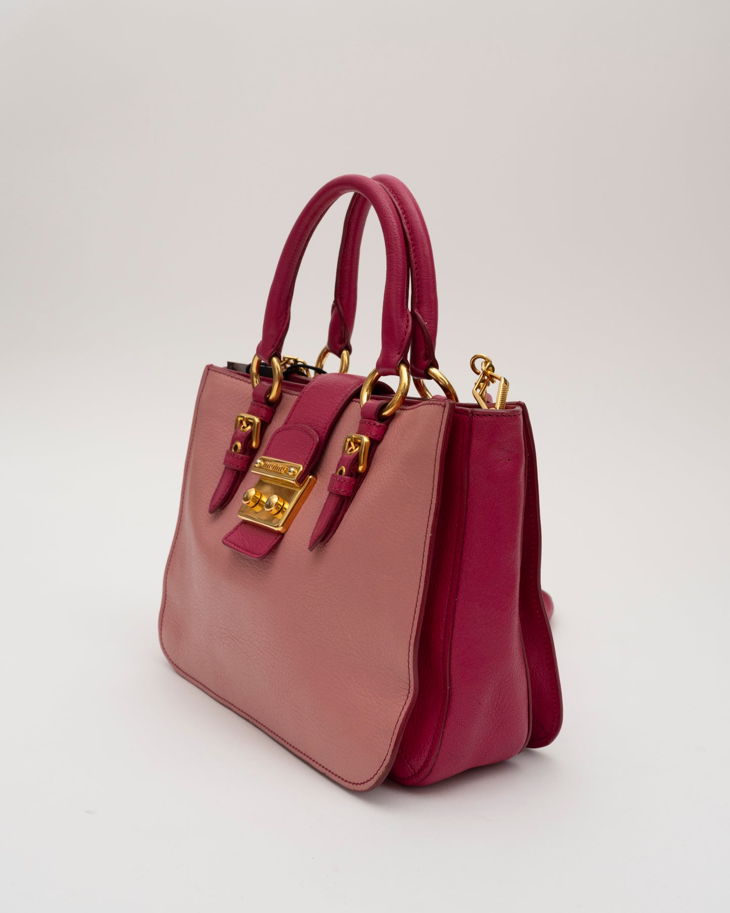 2000s MIU MIU Pink Color Block Top Handle Bag
