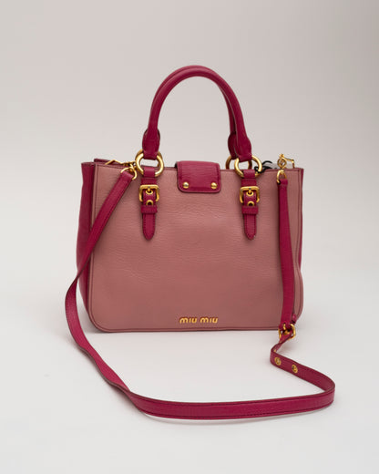 2000s MIU MIU Pink Color Block Top Handle Bag
