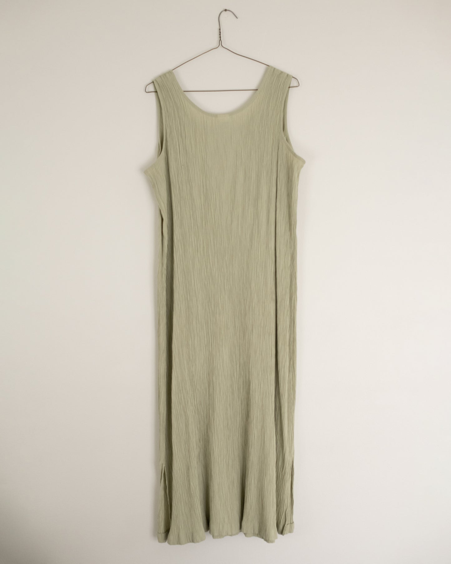 Vintage Sage Crinkle Dress (S)