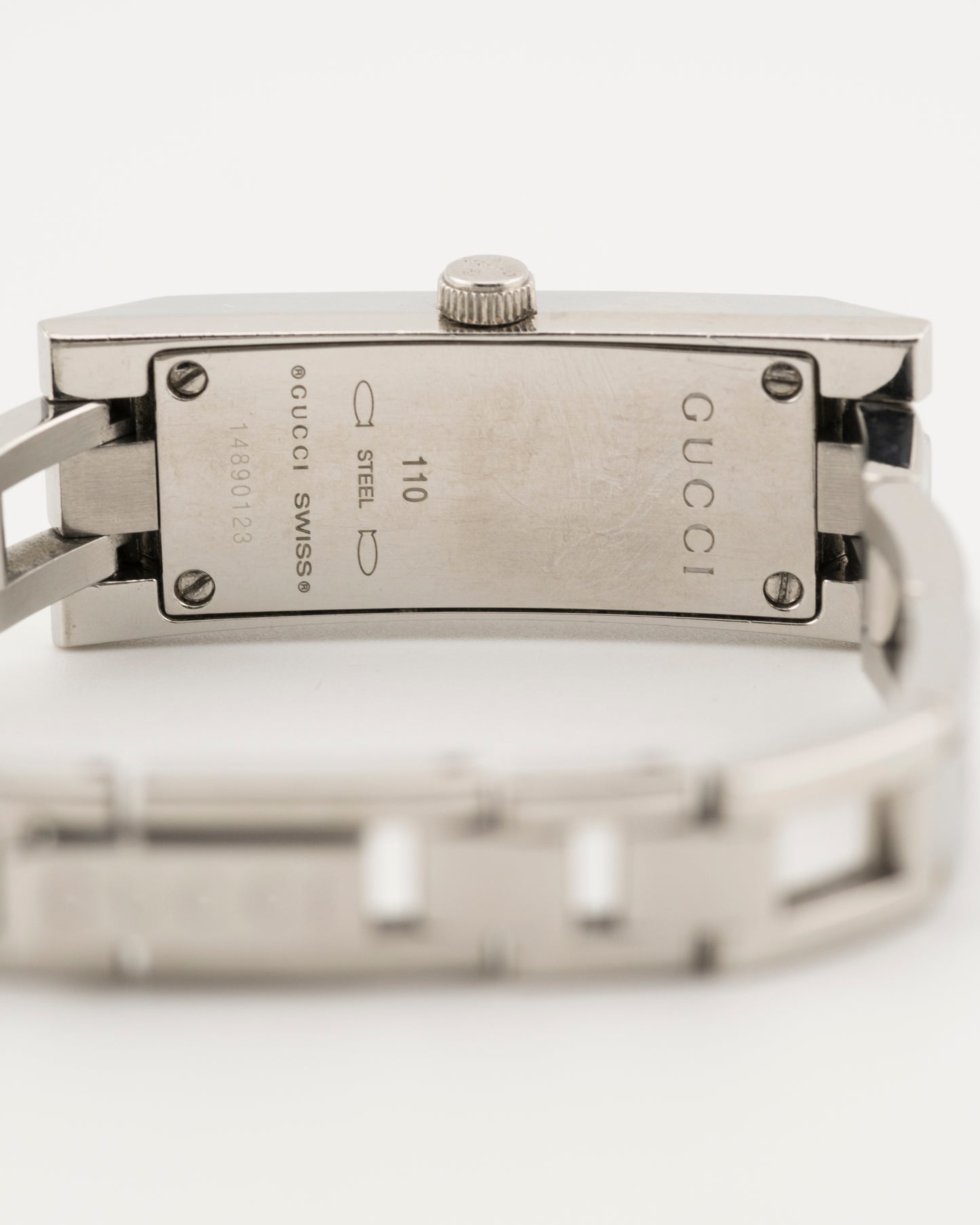 2000s GUCCI 110 Silver Pink GG Monogram Watch