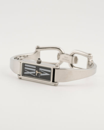 90s GUCCI 1500L Silver Roman Numeral Bangle Watch