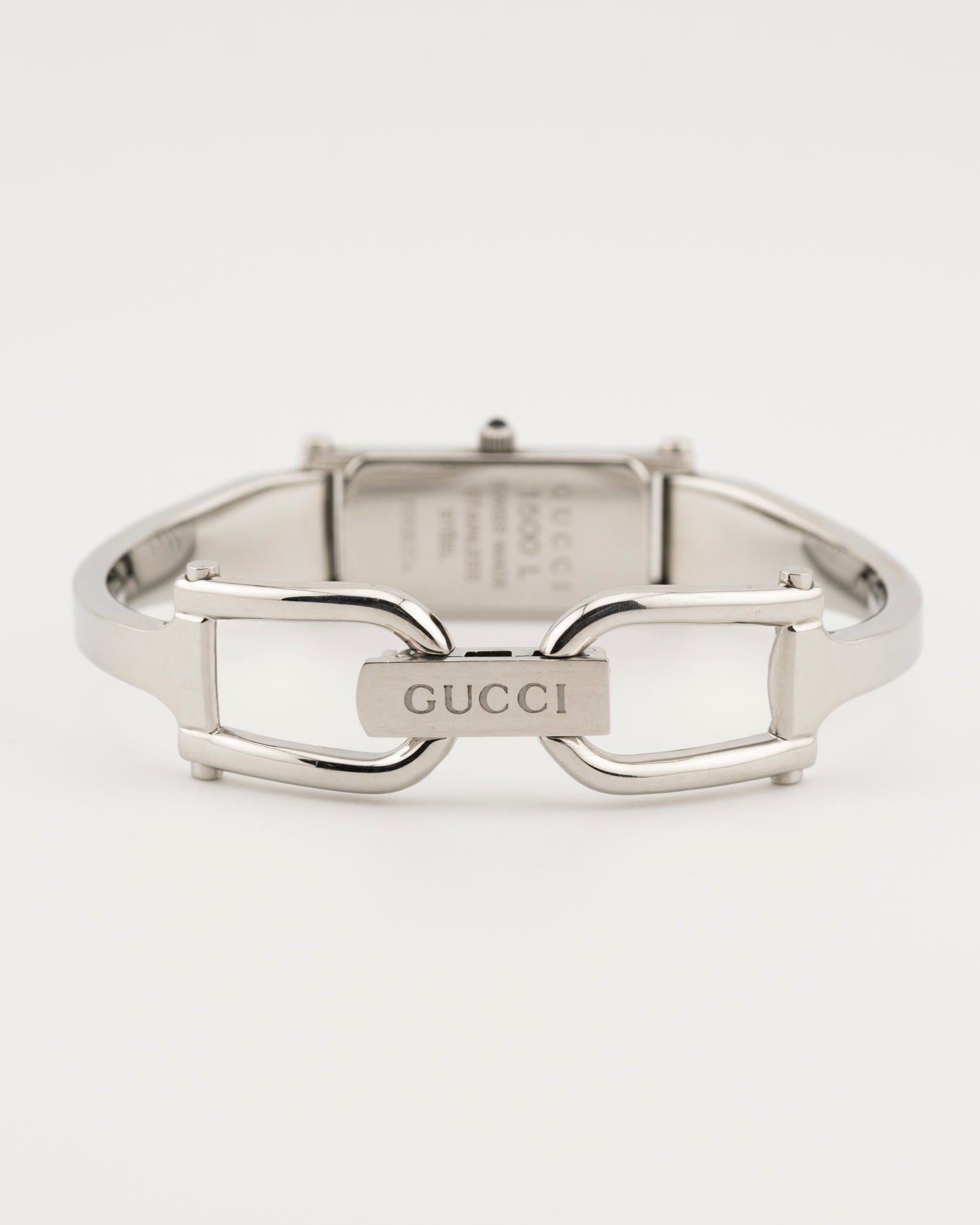 90s GUCCI 1500L Silver Roman Numeral Bangle Watch