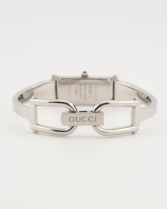 90s GUCCI 1500L Silver Roman Numeral Bangle Watch