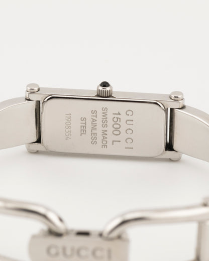 90s GUCCI 1500L Silver Roman Numeral Bangle Watch