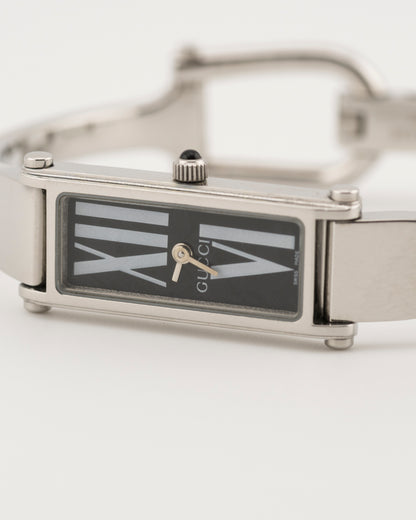 90s GUCCI 1500L Silver Roman Numeral Bangle Watch