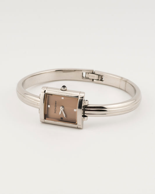90s SAINT LAURENT Silver Bangle Watch
