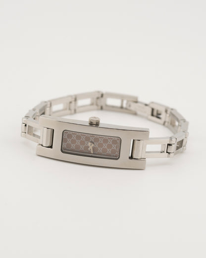 2000s GUCCI 3900L Silver GG Monogram Watch