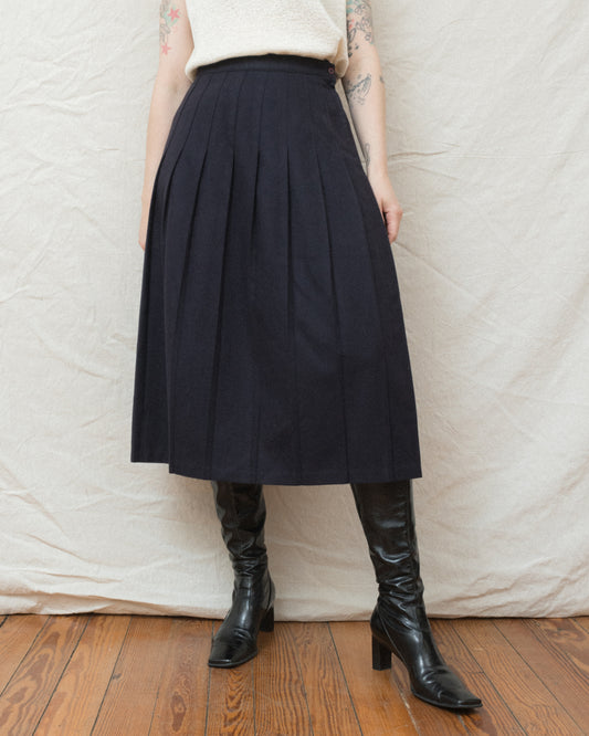 Vintage Aubergine Wool Pleated Skirt (M)