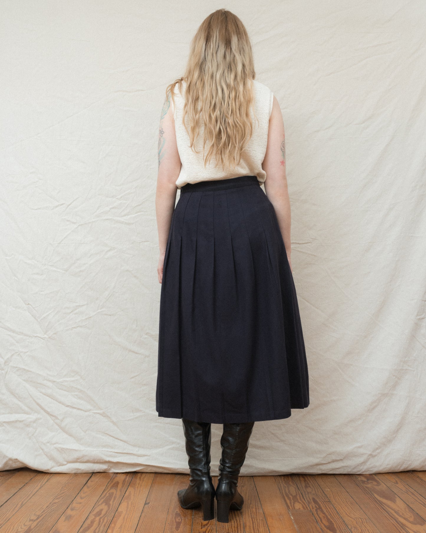 Vintage Aubergine Wool Pleated Skirt (M)