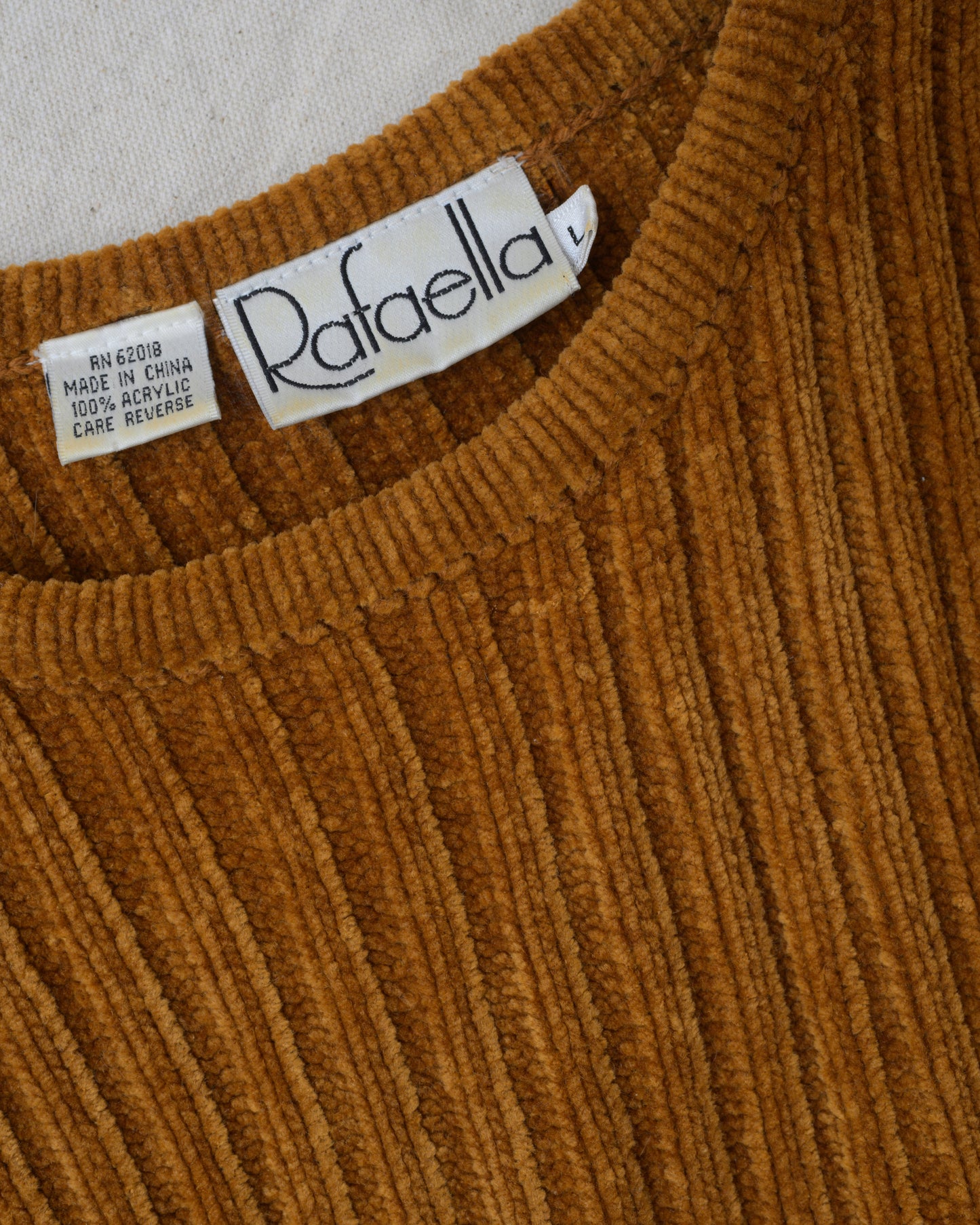 Vintage Caramel Chenille Fringe Sweater (S/M)