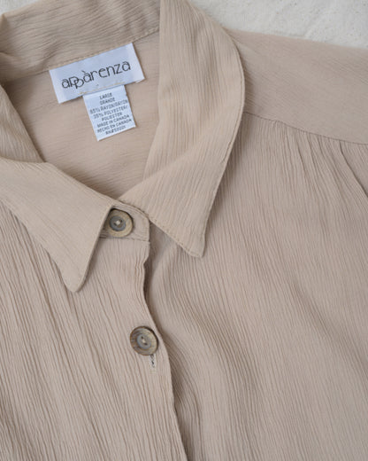 Vintage Beige Crinkle Shirt (S/M)