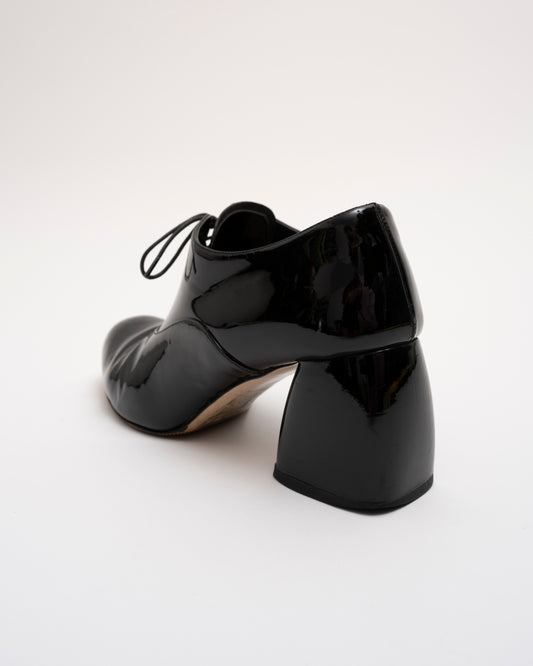 AW2015 MIU MIU Black Patent Leather Block Oxford Heels (36.5)