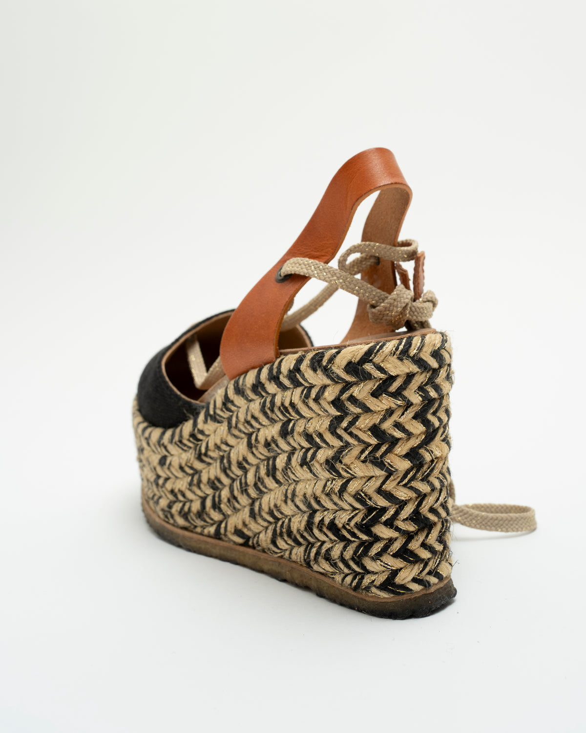 2000s CHLOE Lace-Up Espadrille Wedges (38)