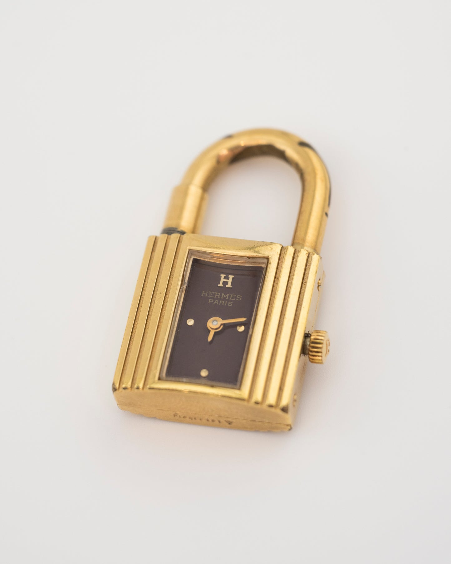 90s HERMES Kelly Maroon Padlock Watch
