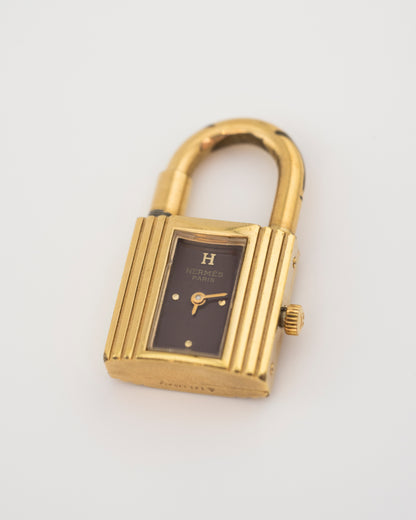 90s HERMES Kelly Maroon Padlock Watch