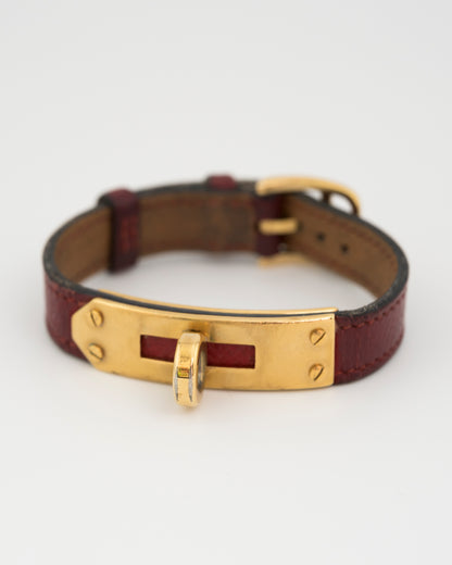 90s HERMES Kelly Maroon Padlock Watch