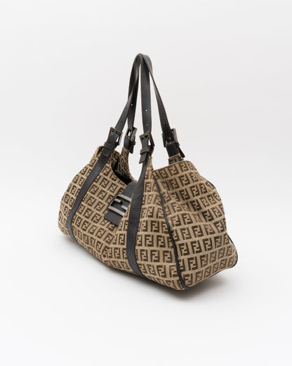 2000s FENDI Zucchino Buckle Hobo Bag