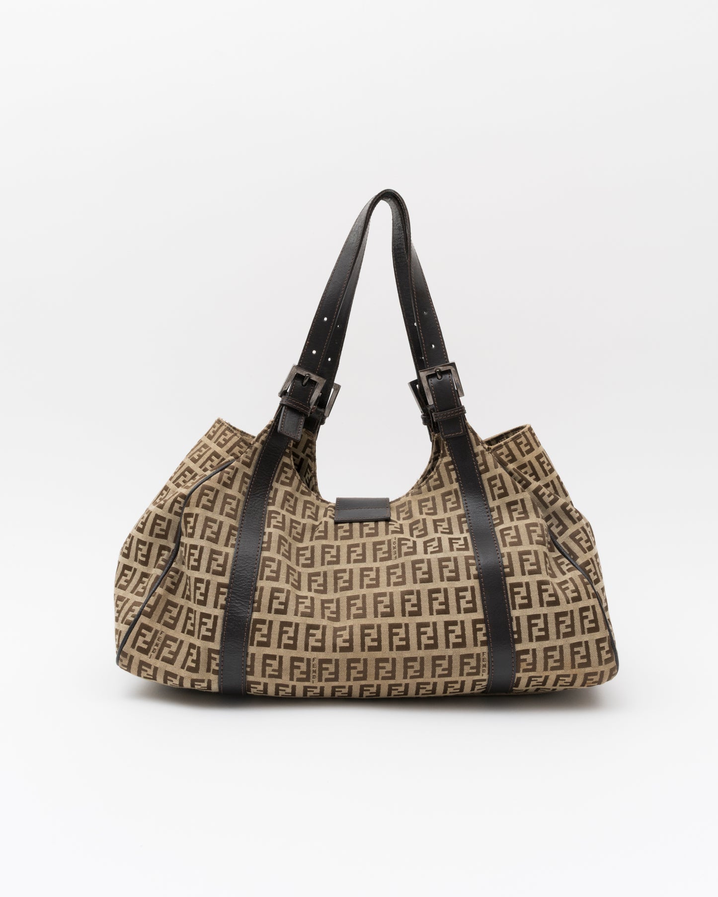 2000s FENDI Zucchino Buckle Hobo Bag