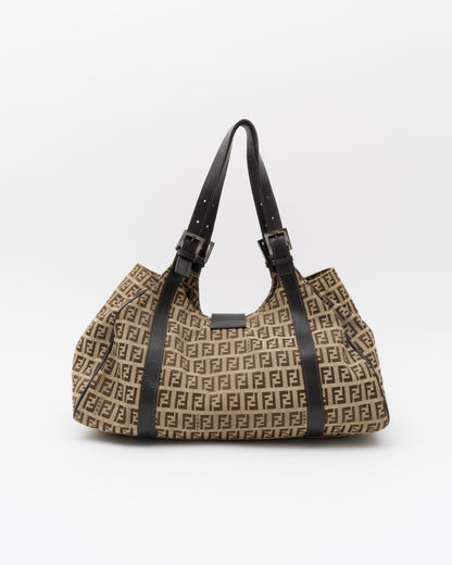 2000s FENDI Zucchino Buckle Hobo Bag