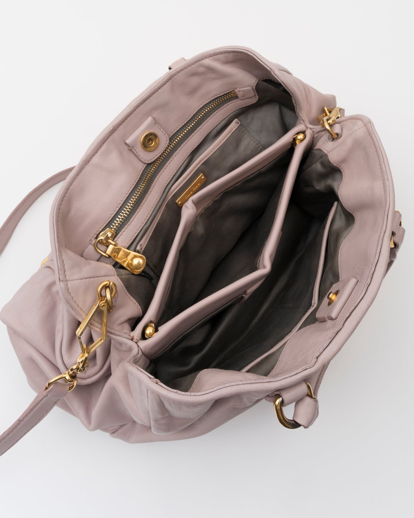 2000s MIU MIU Vitello Lux Pleated Lilac Bag